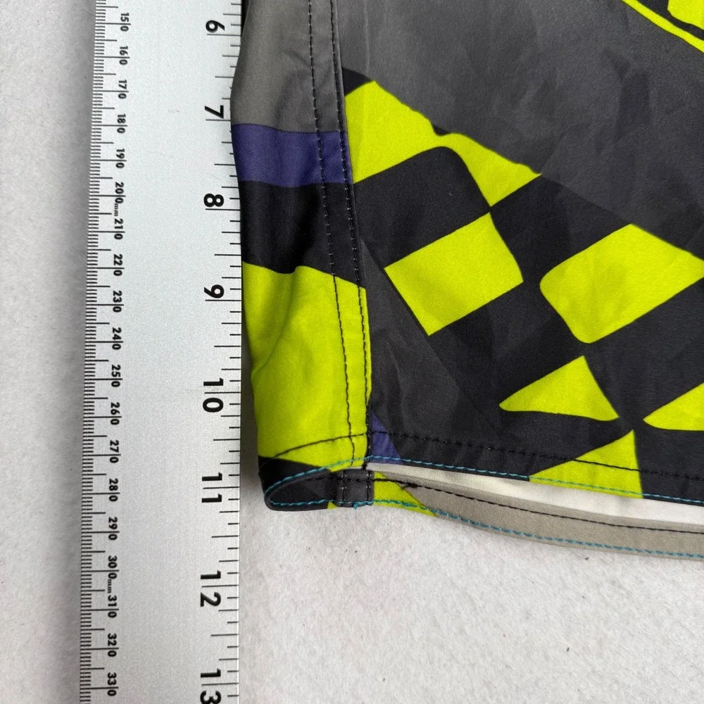 Volcom Dusty Mod Mens Board Shorts 28 Lime Green Cyan‎ Geometric Pattern Surf